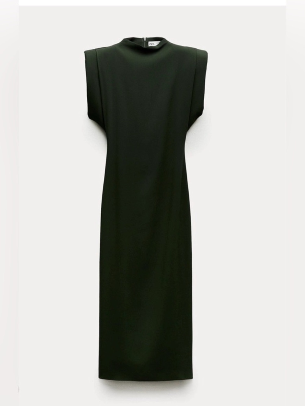 Zara Black ZW Collection Shoulder Pad Midi Dress